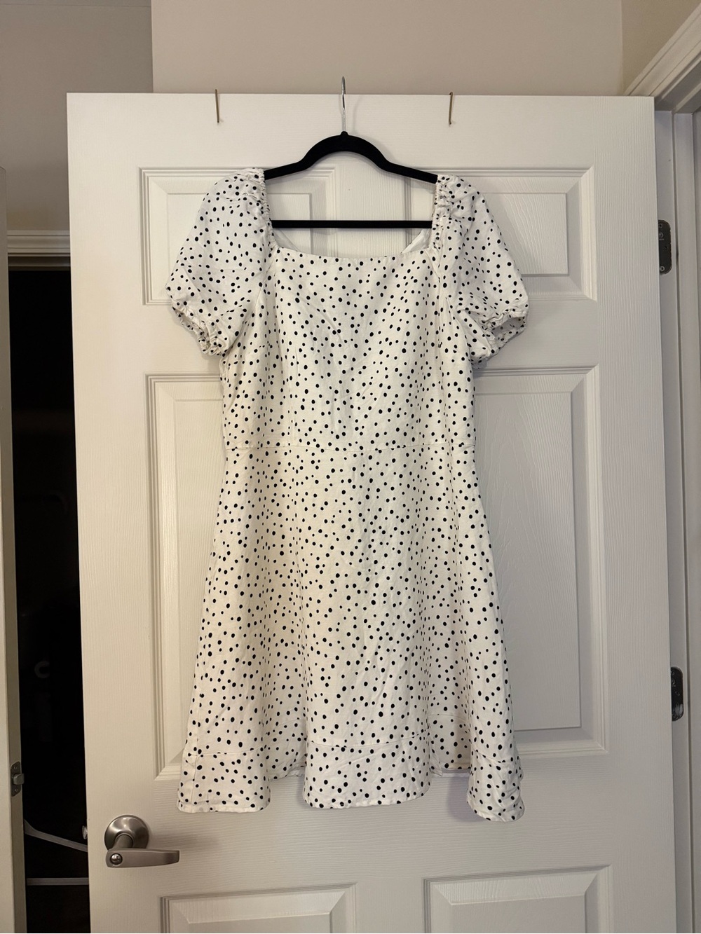 LOFT White Dress with Black Polka Dots